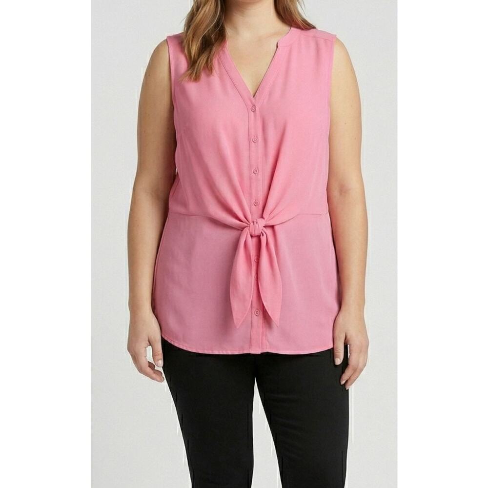 Torrid Womnes Size 1 Pink Sleeveless Tie Waist Top 100% Polyester